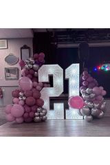 Krom Gümüş Retro Yaban Çileği ve Toz Pembe Balon Zinciri 100 Adet