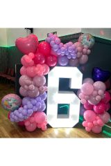 Pastel Flmanigo Pembe Fuşya Makaron Lila ve Toz Pembe Balon Zinciri 100 Adet