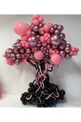 Krom Pembe Pastel Siyah ve Flamingo Pembe Balon Zinciri 100 Adet