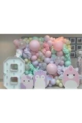 Makaron Pembe Lila Sarı ve Yeşil Balon Zinciri 100 Adet