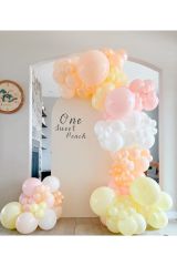 Makaron Pembe Somon Sarı ve Beyaz Balon Zinciri 100 Adet