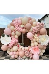 Makaron Pembe Deniz Kumu ve Clay Pink Balon Zinciri 100 Adet