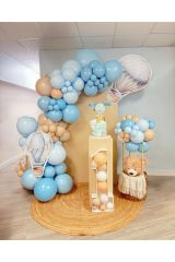 Makaron Mavi Baby Makaron ve Sütlü Kahve Balon Zinciri 100 Adet