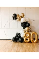 Krom Gold Pastel Siyah ve Beyaz Balon Zinciri 100 Adet