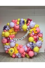 Retro Zeytin Yeşili Flamingo Pembe ve Makaron Lila Balon Zinciri 100 Adet