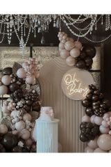 Krom Çikolata Kahve Retro Pink Blush ve Kahverengi Balon Zinciri 100 Adet