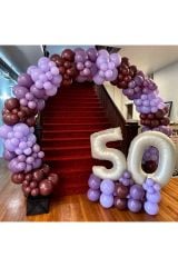 Pastel Lavanta Makaron Lila ve Bordo Balon Zinciri 100 Adet