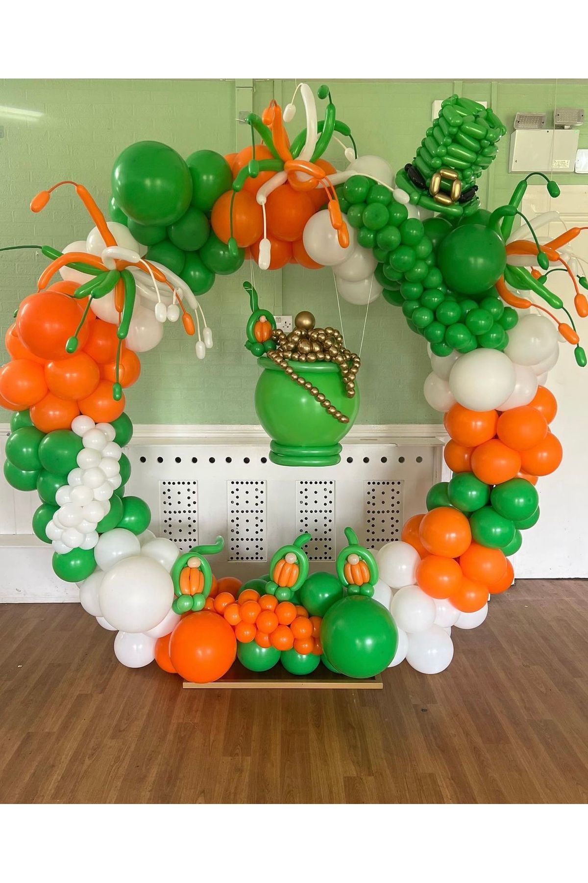 Pastel Turuncu Beyaz ve Çimen Yeşili Balon Zinciri 100 Adet