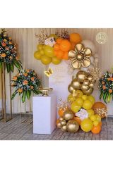 Krom Gold Retro Zerdeçal Hardal ve Deniz Kumu Balon Zinciri 100 Adet