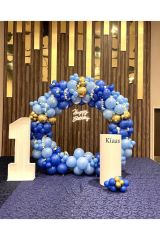 Krom Gold Pastel Koyu Mavi Makaron Mavi Balon Zinciri 100 Adet