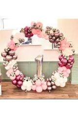 Krom Rose Gold Pembe Makaron Pembe Ve Beyaz Balon Zinciri 100 Adet