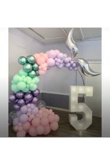 Krom Mor Yeşil Makaron Lila Mint Yeşili Makaron Pembe Balon Zinciri 100 Adet