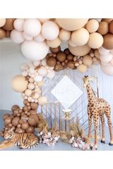 Kahverengi Tonları Balon Zinciri - 130 Adet Balon 5 Mt Zincir Aparatı Ve Balon Pompası